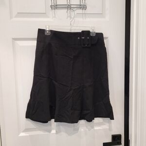 Black high waist with belt attached A line skirt in size 7